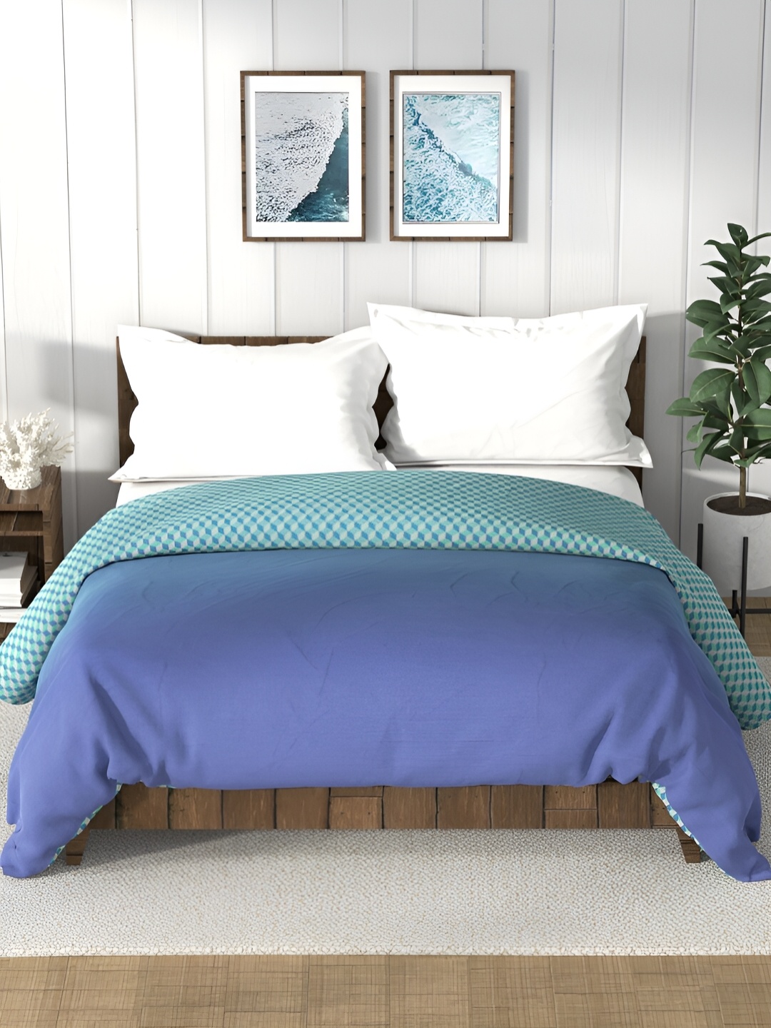 

Nautica Bristol Blue & Green AC Room 150 GSM Double Bed Comforter