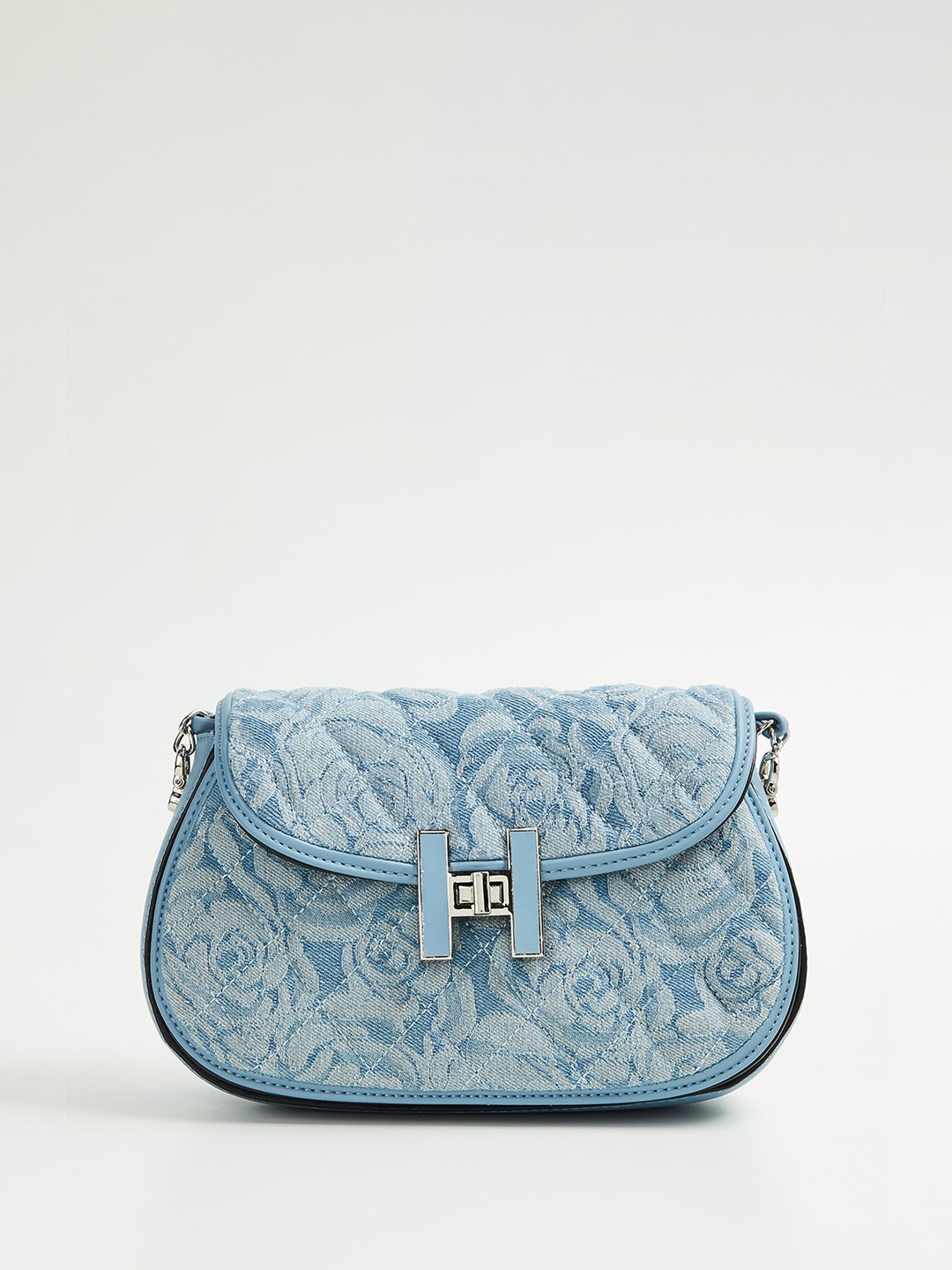 

Ginger by Lifestyle Floral Printed Structured Sling Bag, Blue
