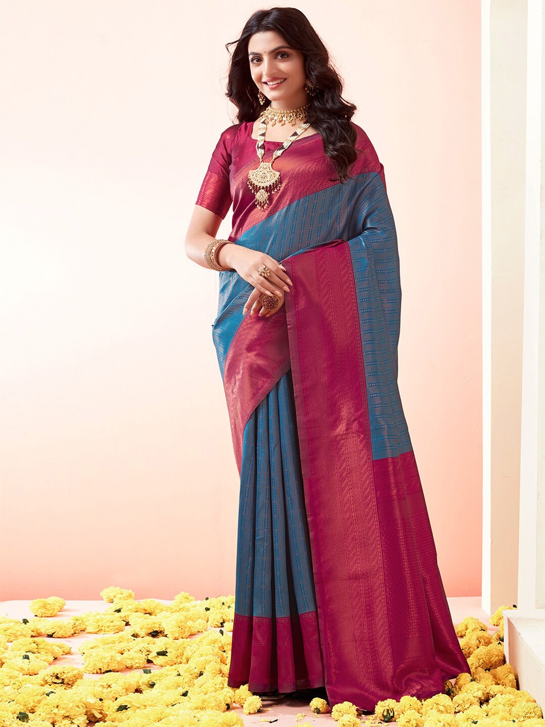 

Mitera Woven Design Zari Banarasi Saree, Blue