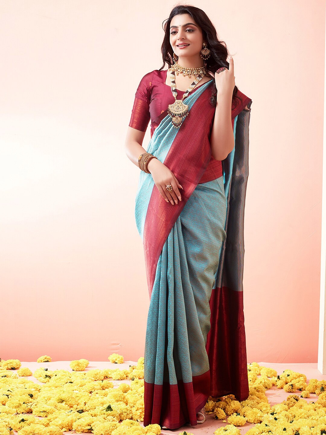 

Mitera Woven Design Zari Banarasi Saree, Blue