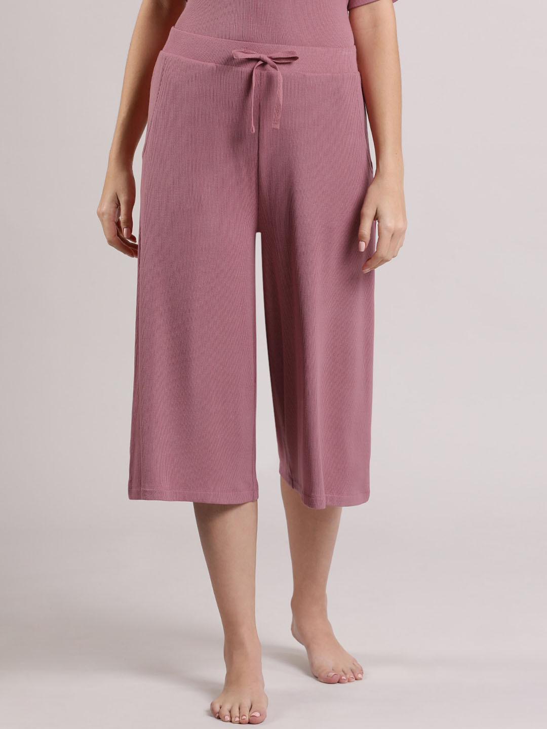 

Amante Women Mid Rise Mid Calf Length Serene Dream Culottes Lounge Pants, Pink