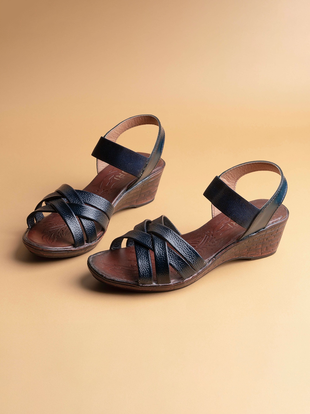 

Ozuri Open Toe Leather Wedge Sandals, Brown