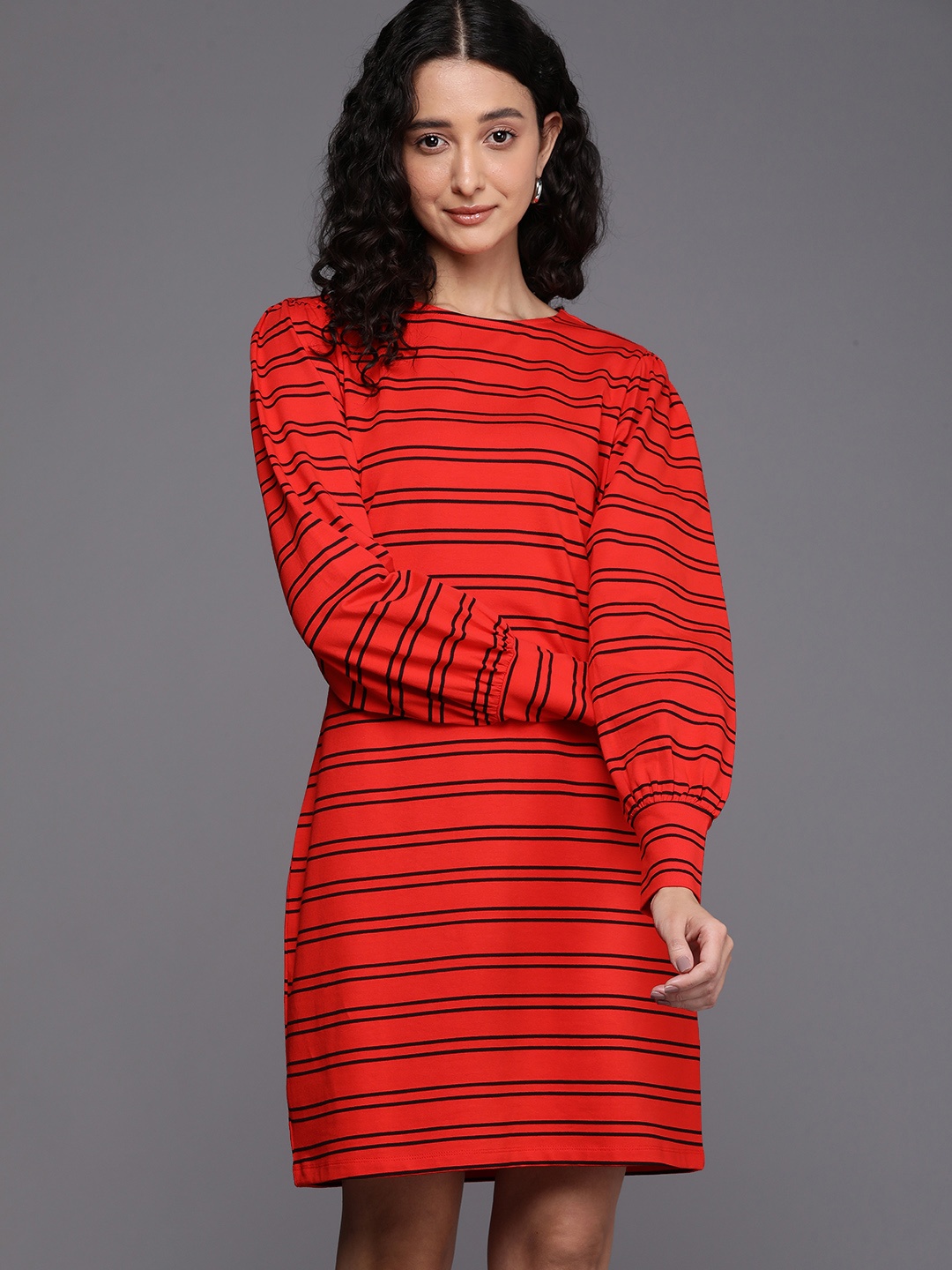 

DOROTHY PERKINS Striped T-shirt Mini Dress, Red