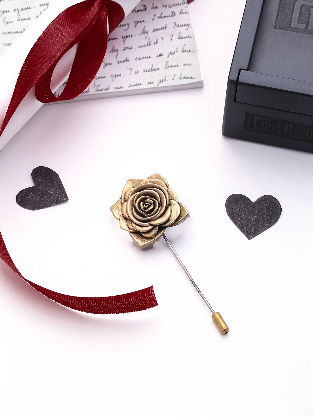 

COSA NOSTRAA Love Bloom Lapel Pin Brooch, Metallic