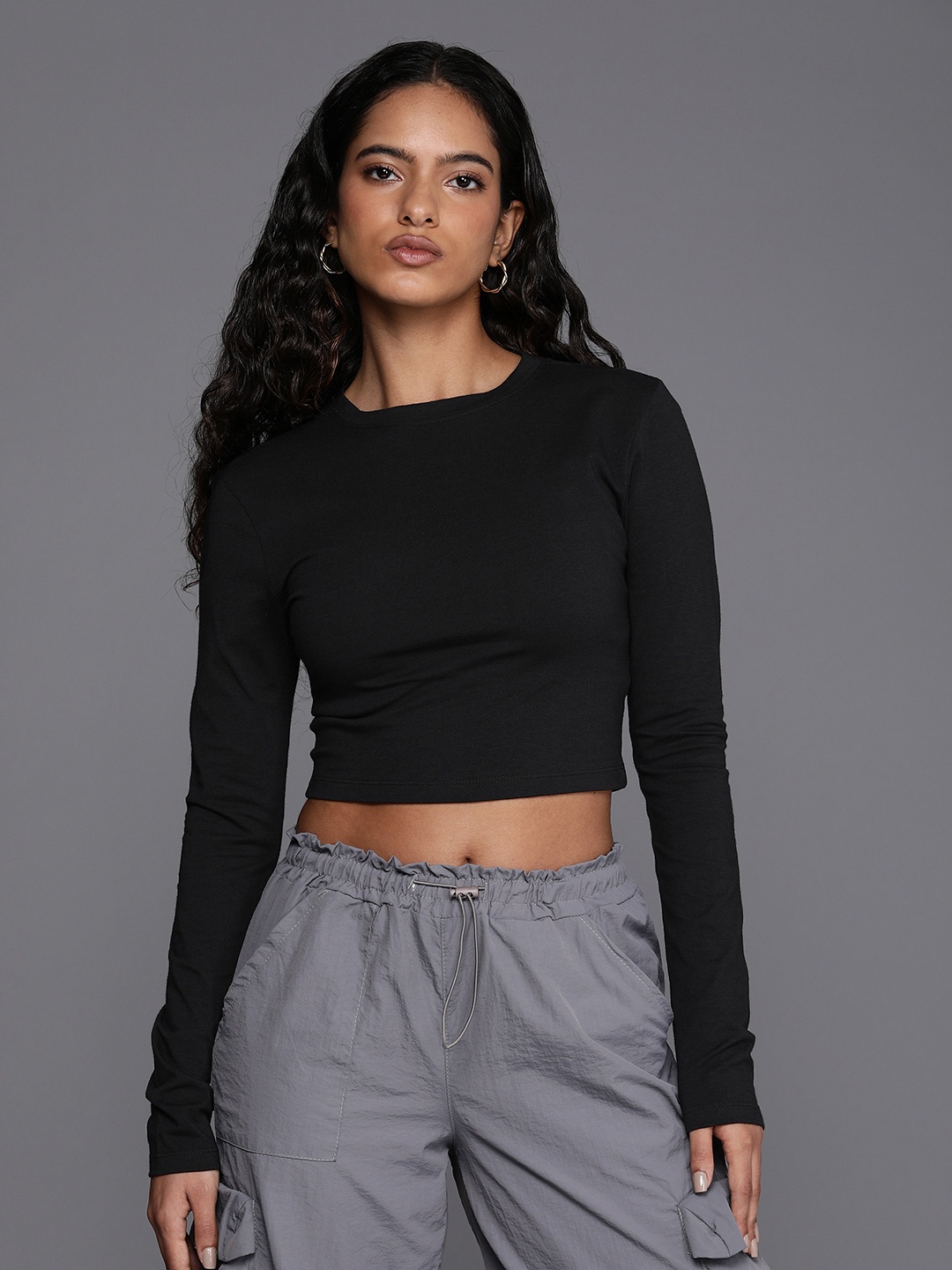 

Boohoo Fitted Crop Top, Black