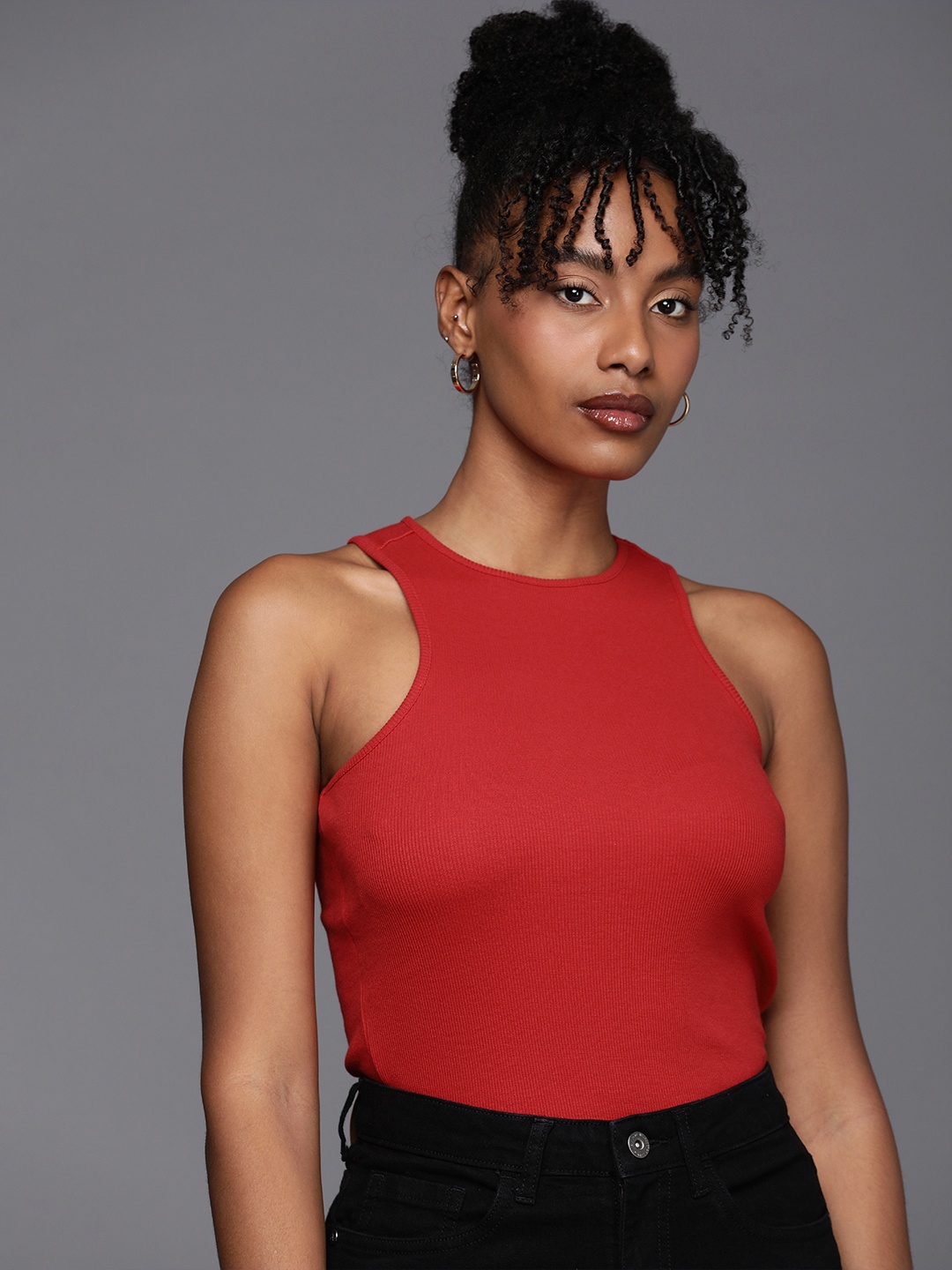 

Boohoo Ribbed Tank Top, Red