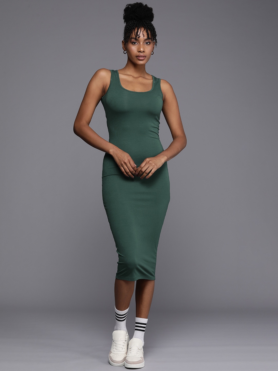 

Boohoo Solid Bodycon Midi Dress, Green