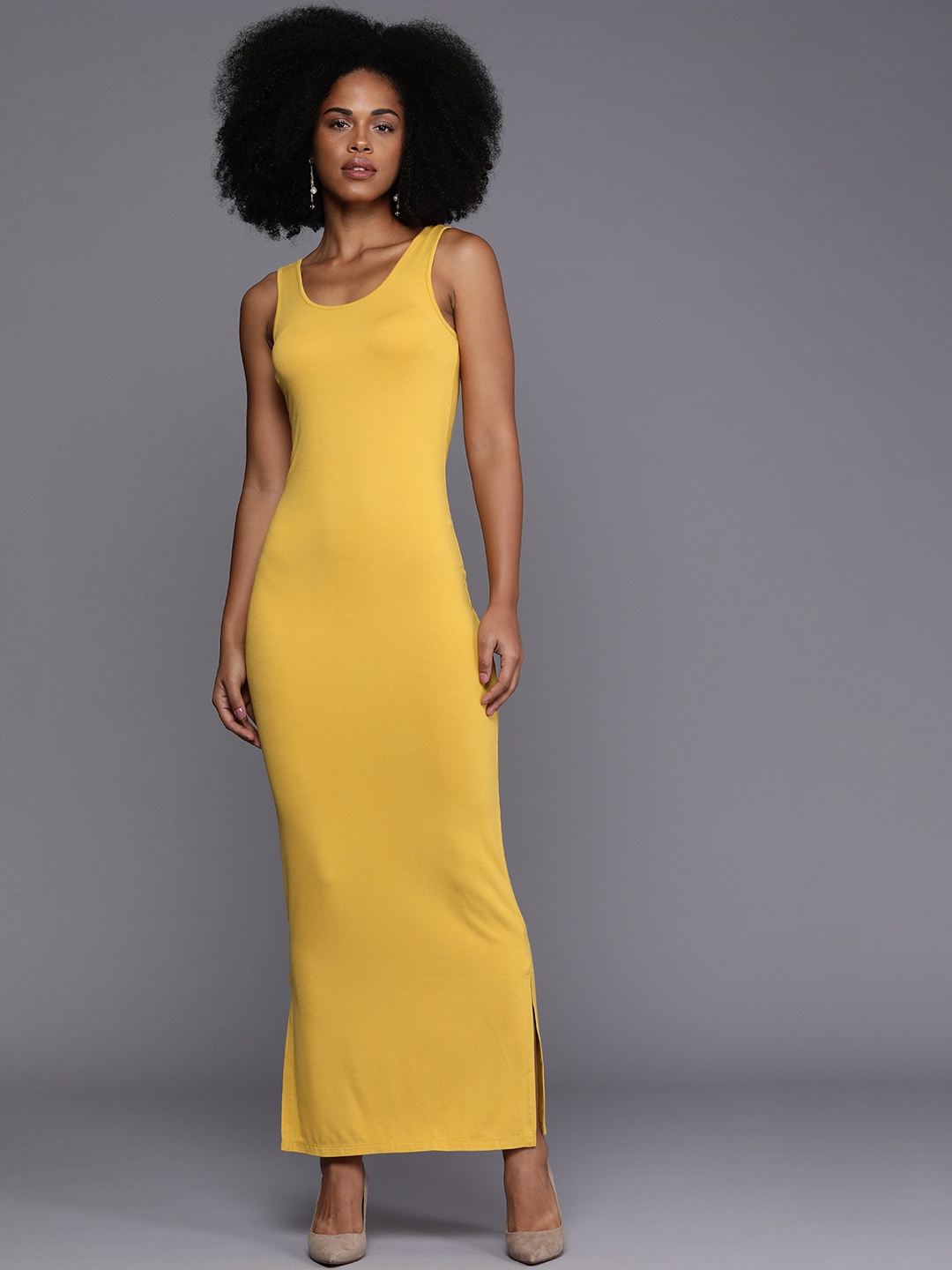 

Boohoo Slit Maxi Dress, Yellow