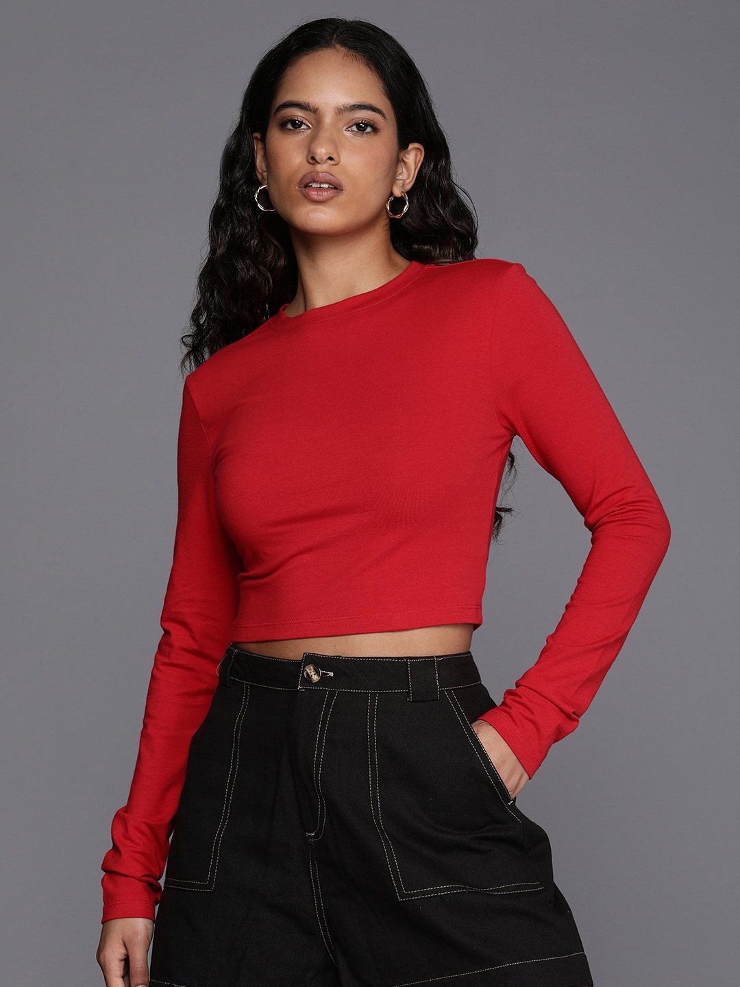 

Boohoo Fitted Crop Top, Red