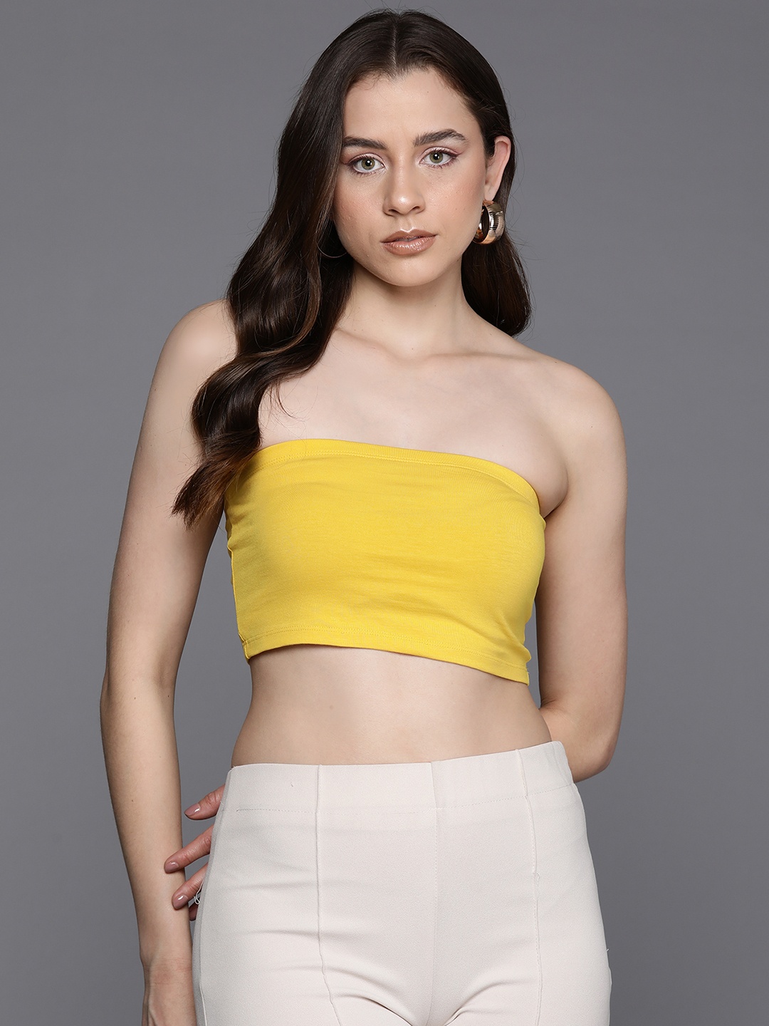 

Boohoo Tube Crop Top, Yellow