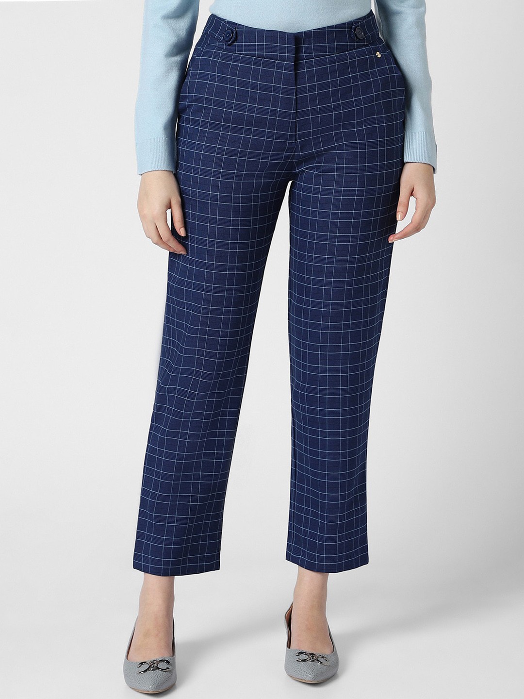 

Van Heusen Woman Checked Formal Trousers, Blue