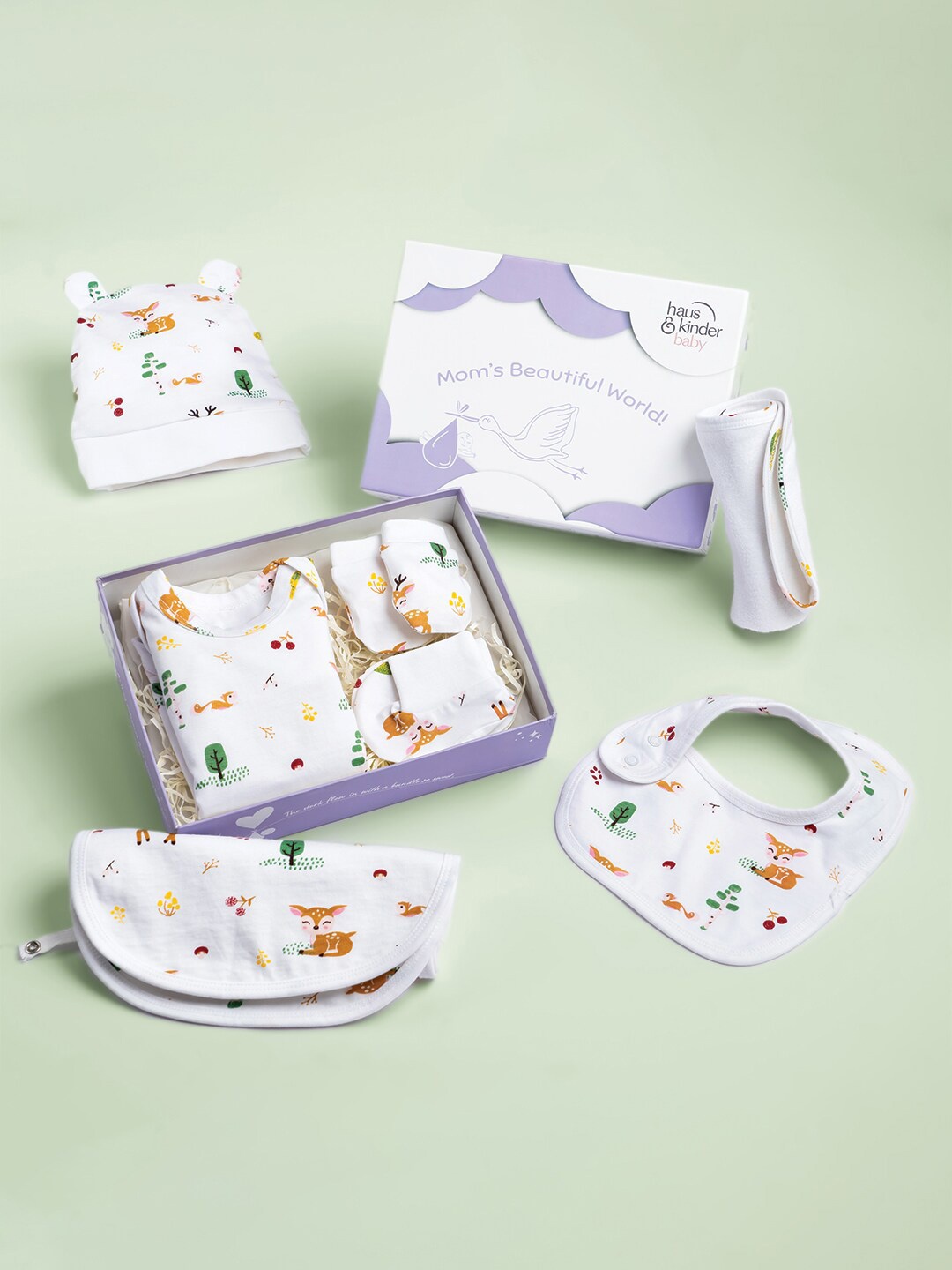 

haus & kinder Infants 7 Pieces Pure Cotton Baby Apparel Gift Set, White