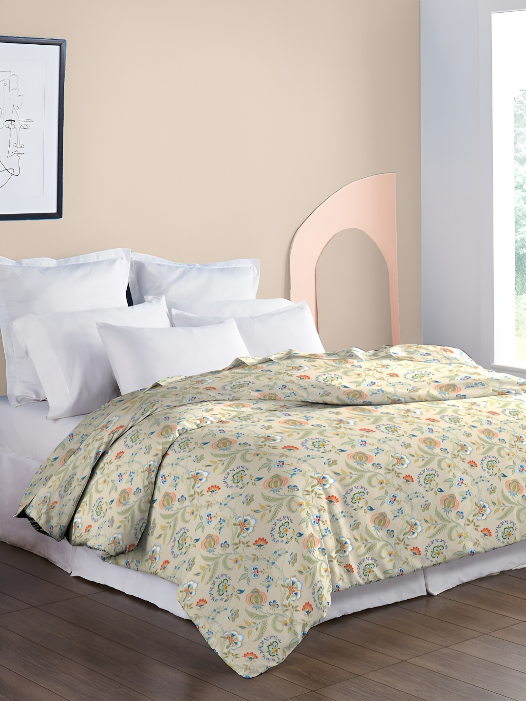

MYTRIDENT Green & White Floral 200 GSM Mild Winter Double Bed Comforter