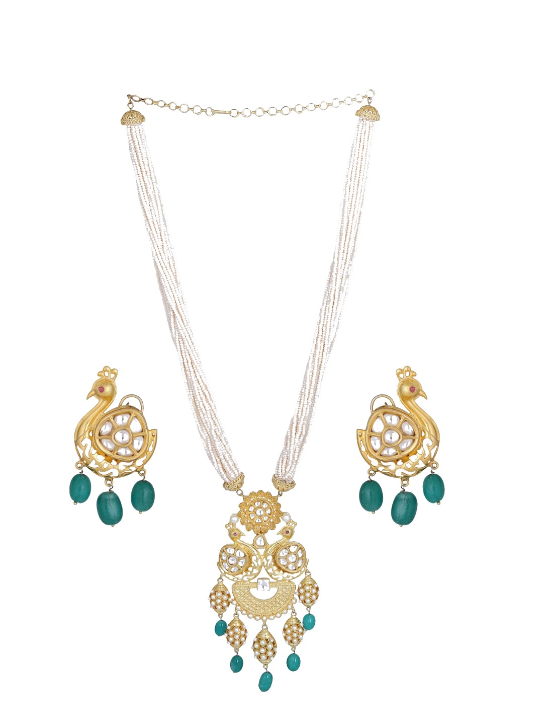 

AURAA TRENDS 22KT Gold Plated Kundan Studded Necklace & Earrings