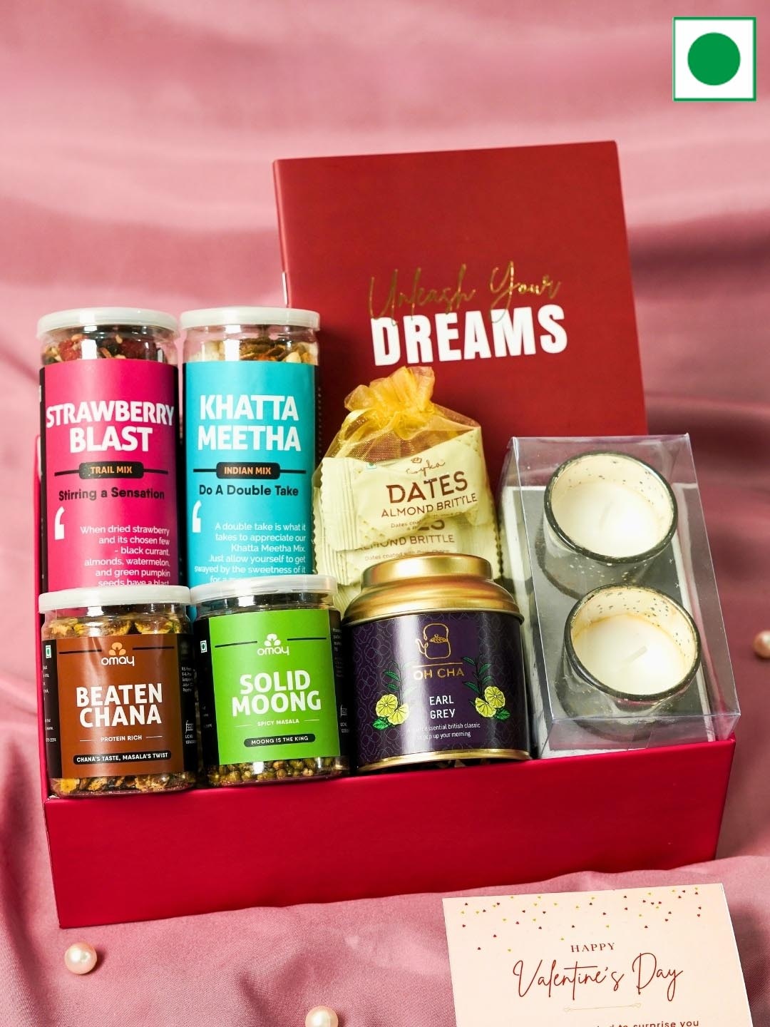

Omay Foods Happy Hearts Valentine's Gift Box-1400g, Pink