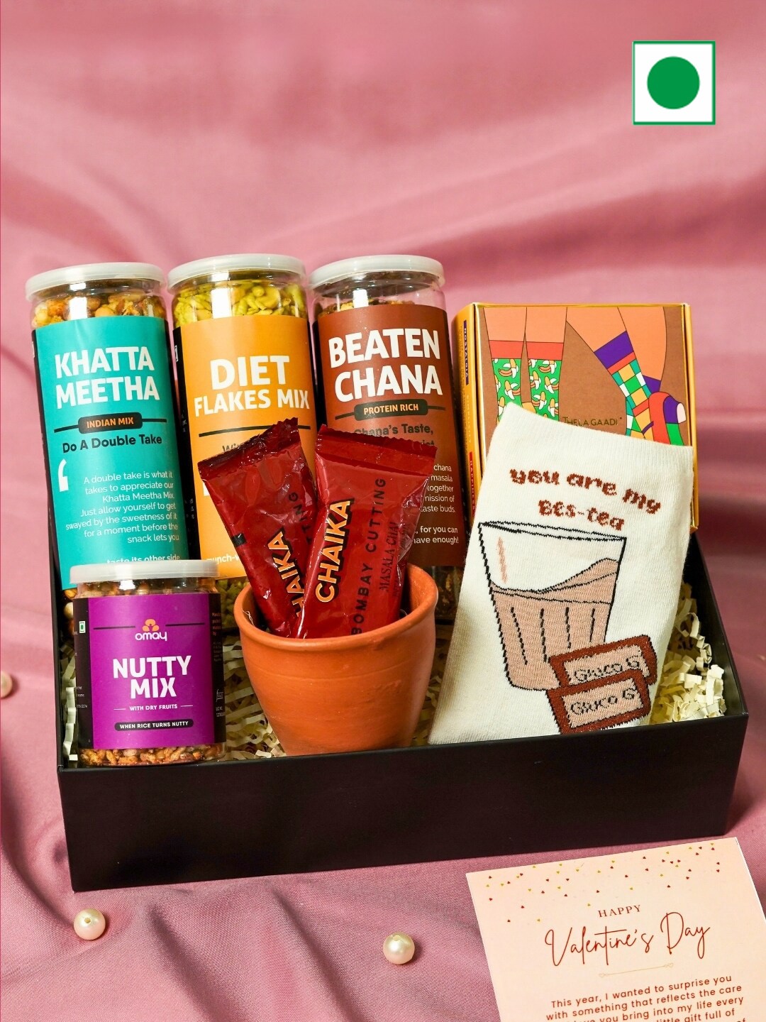 

Omay Foods Tea Time Treasures Valentine's Day Gift Box-1200g, Black