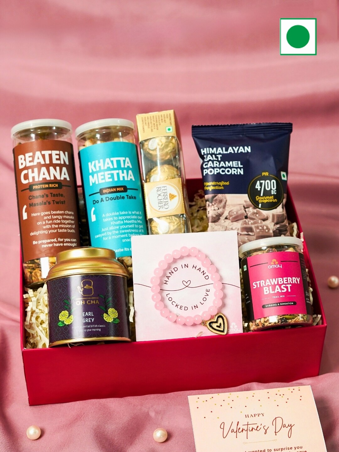 

Omay Foods Snack & Snuggle Valentine's Gift Box-1400g, Pink
