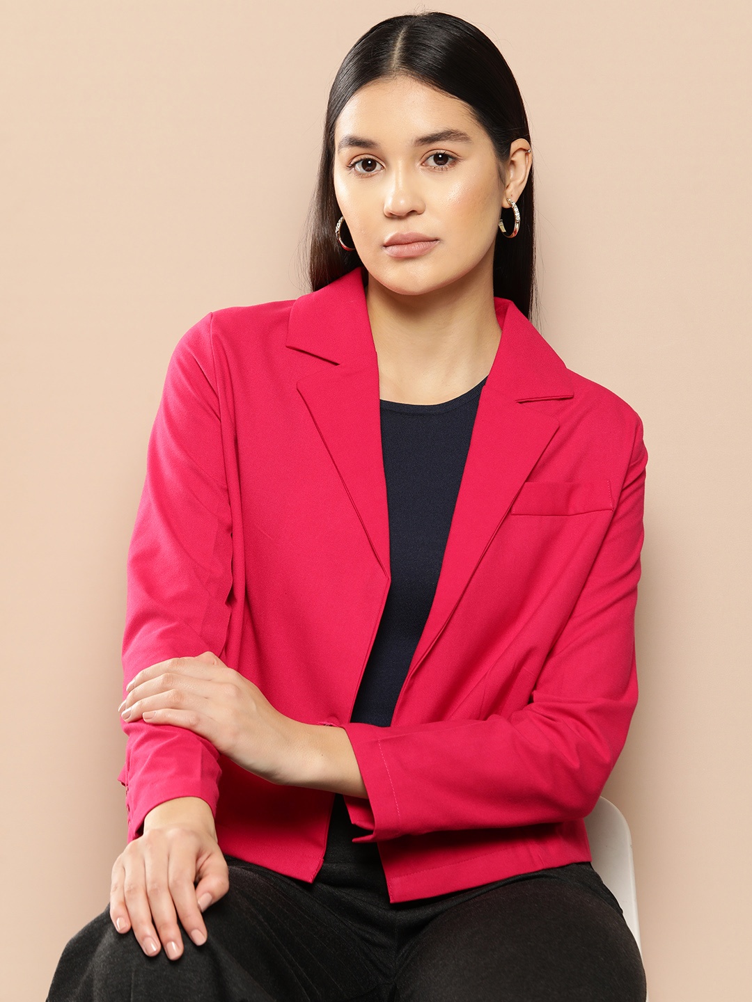 

Chemistry Double-Breasted Semiformal Blazer, Fuchsia