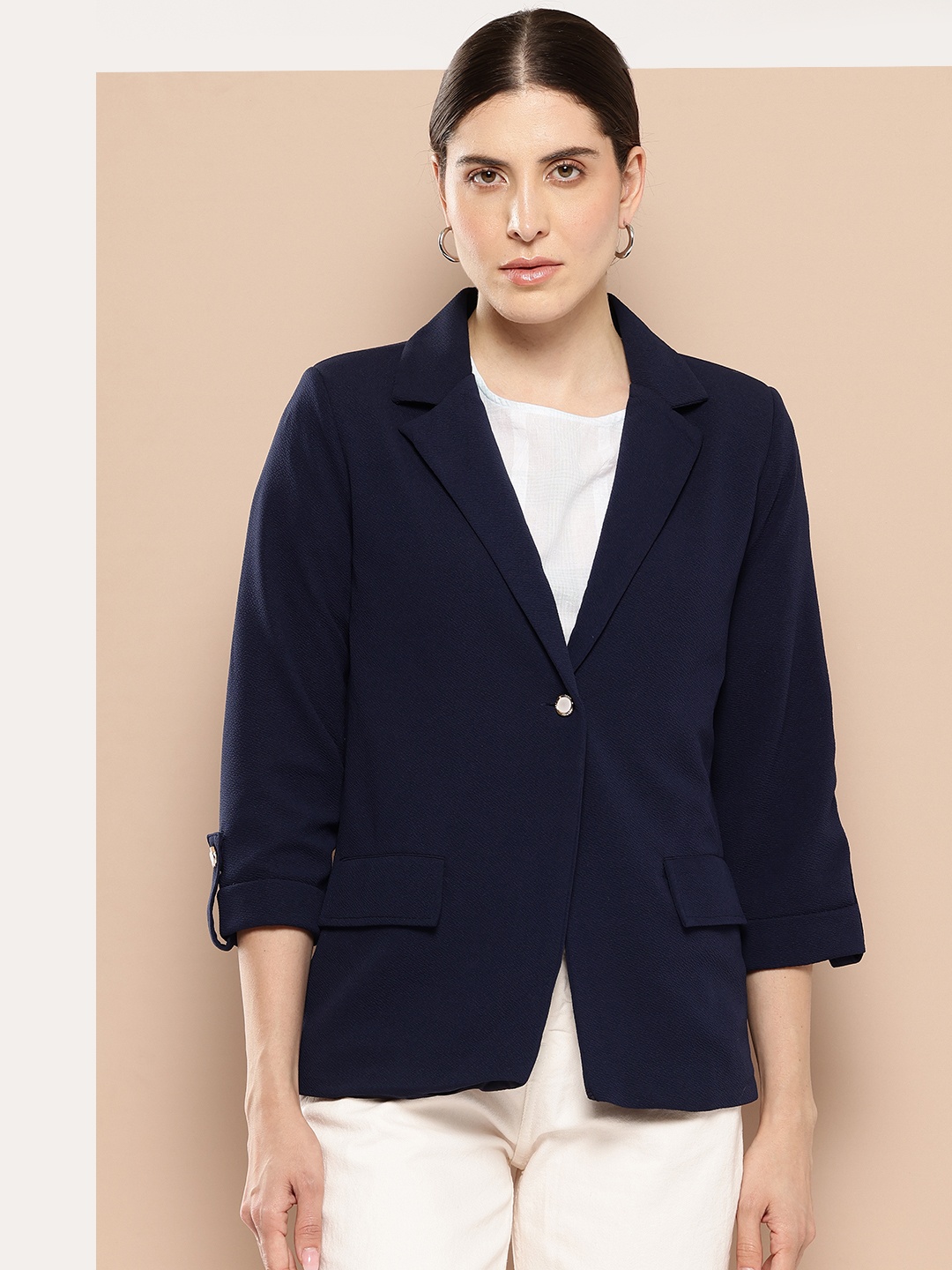 

Chemistry Notched Lapel Regular Fit Single Breasted Blazer, Navy blue