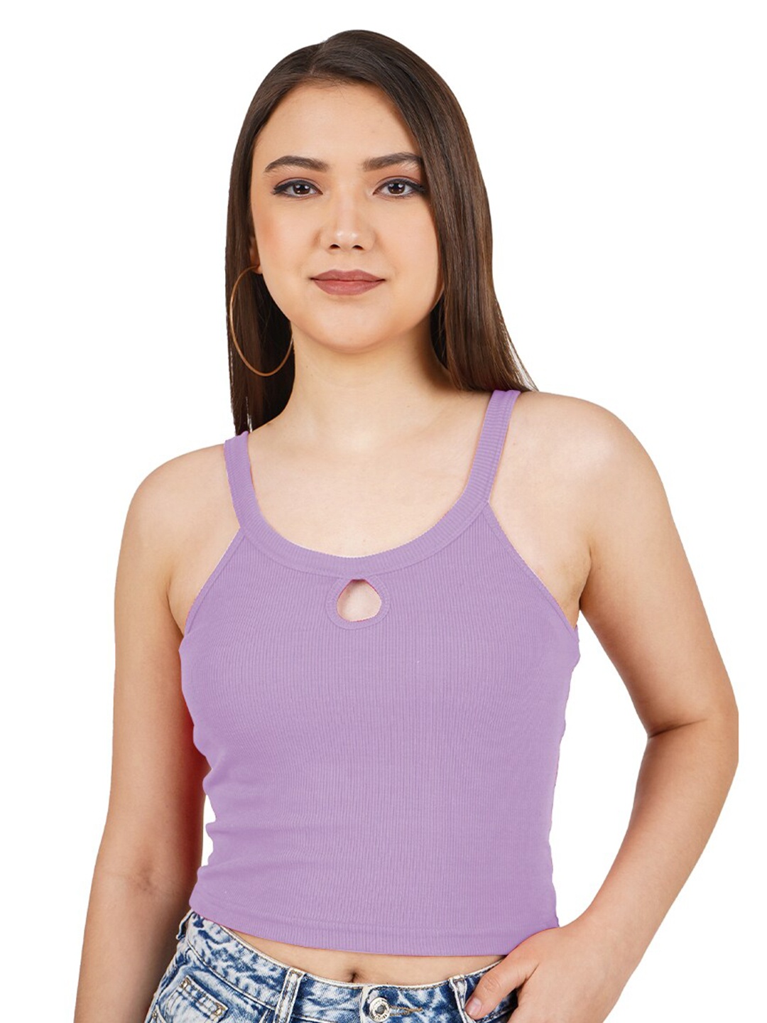 

BAESD Shoulder Straps Sleeveless Crop Top, Lavender
