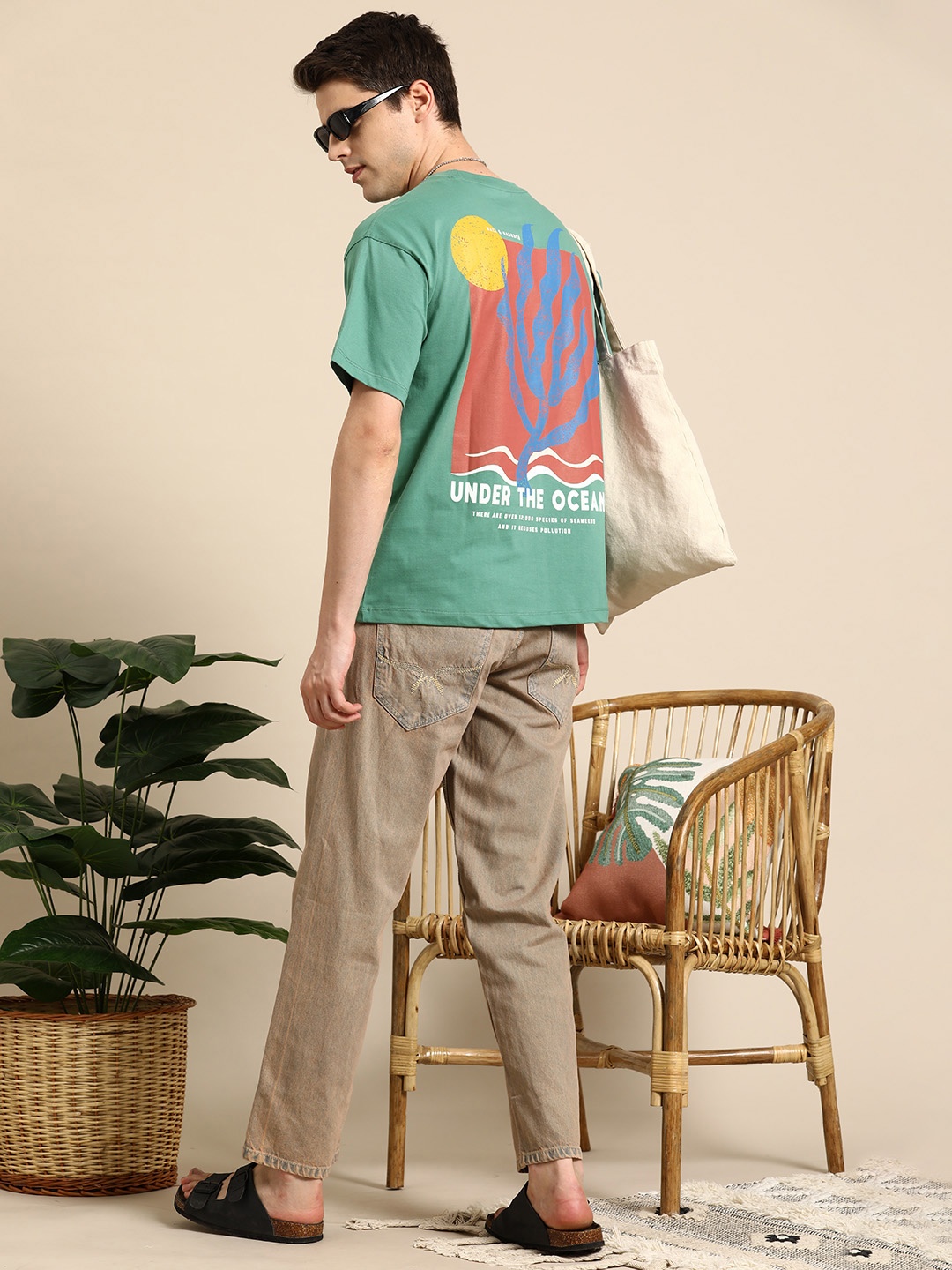 

Mast & Harbour Printed Oversize T-shirt, Green