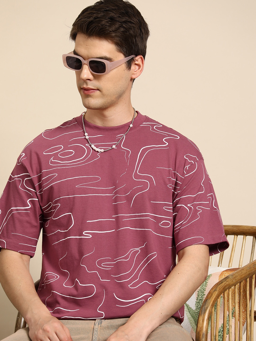 

Mast & Harbour Printed Oversize T-shirt, Pink