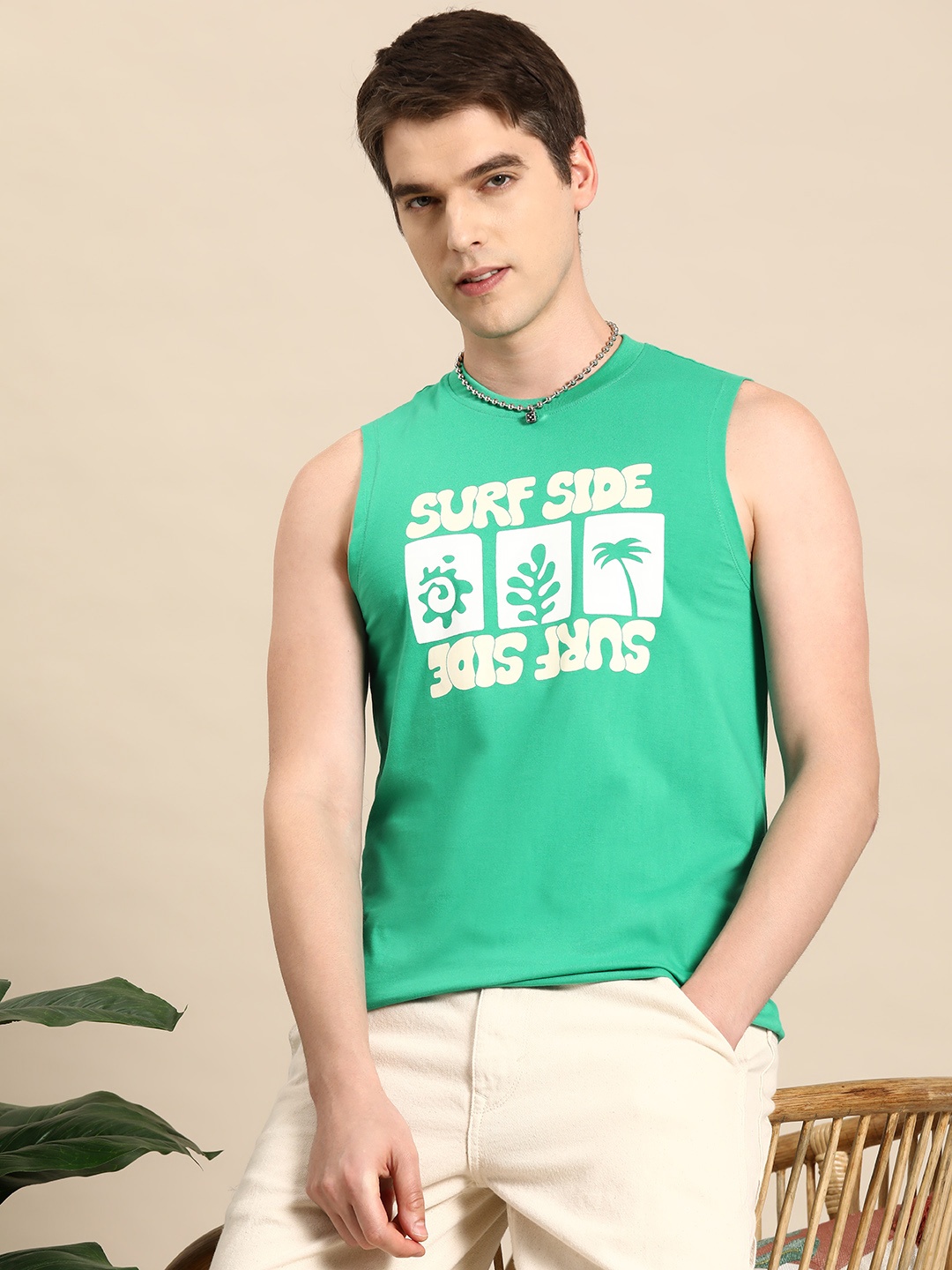 

Mast & Harbour Printed Tank T-shirt, Green