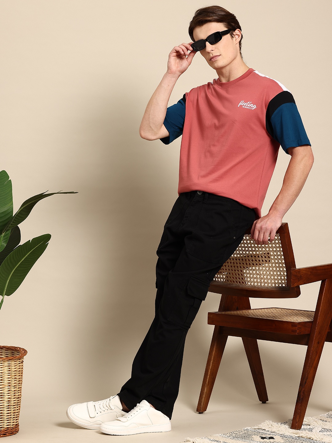 

Mast & Harbour Relaxed Fit Drop-Shoulder T-shirt, Coral