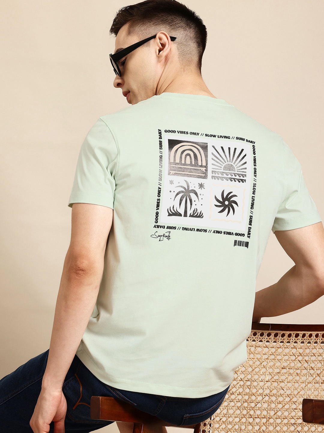 

Mast & Harbour Regular Fit Printed T-shirt, Green