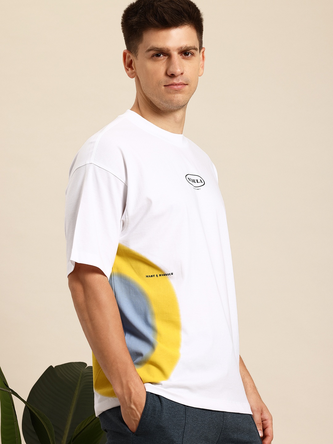 

Mast & Harbour Printed Drop-Shoulder Relaxed Fit T-shirt, White