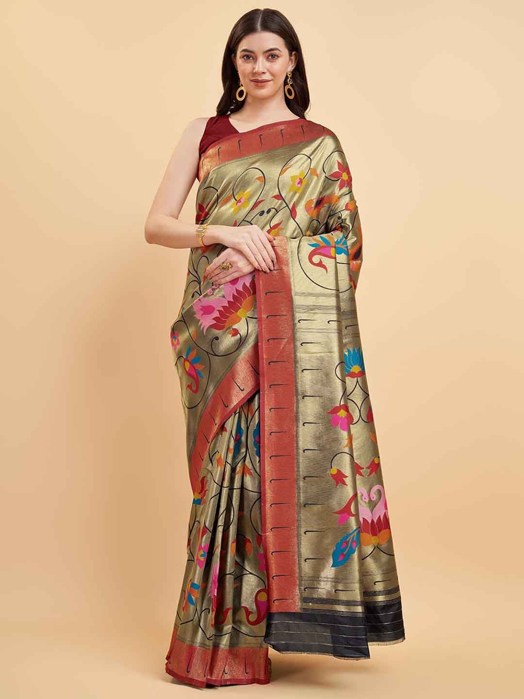 

Tasarika Woven Design Zari Pure Silk Saree, Gold