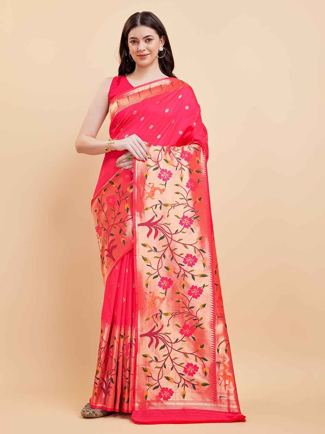 

Tasarika Woven Design Zari Pure Silk Saree, Pink