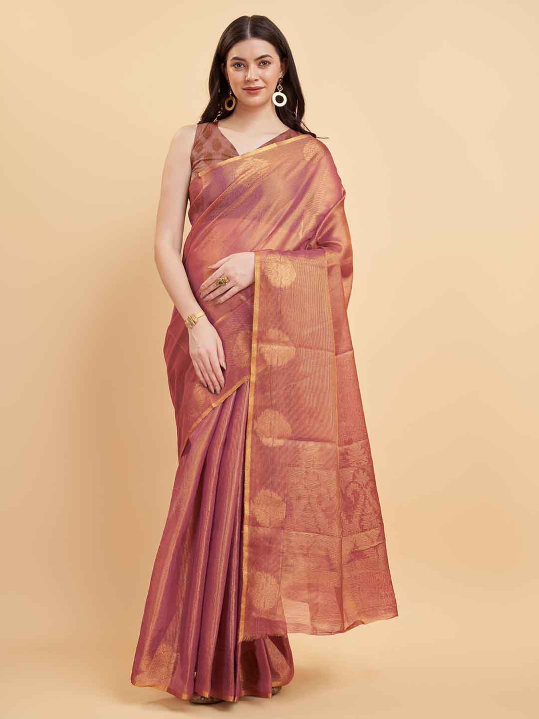 

Tasarika Ethnic Motifs Tissue Saree, Brown