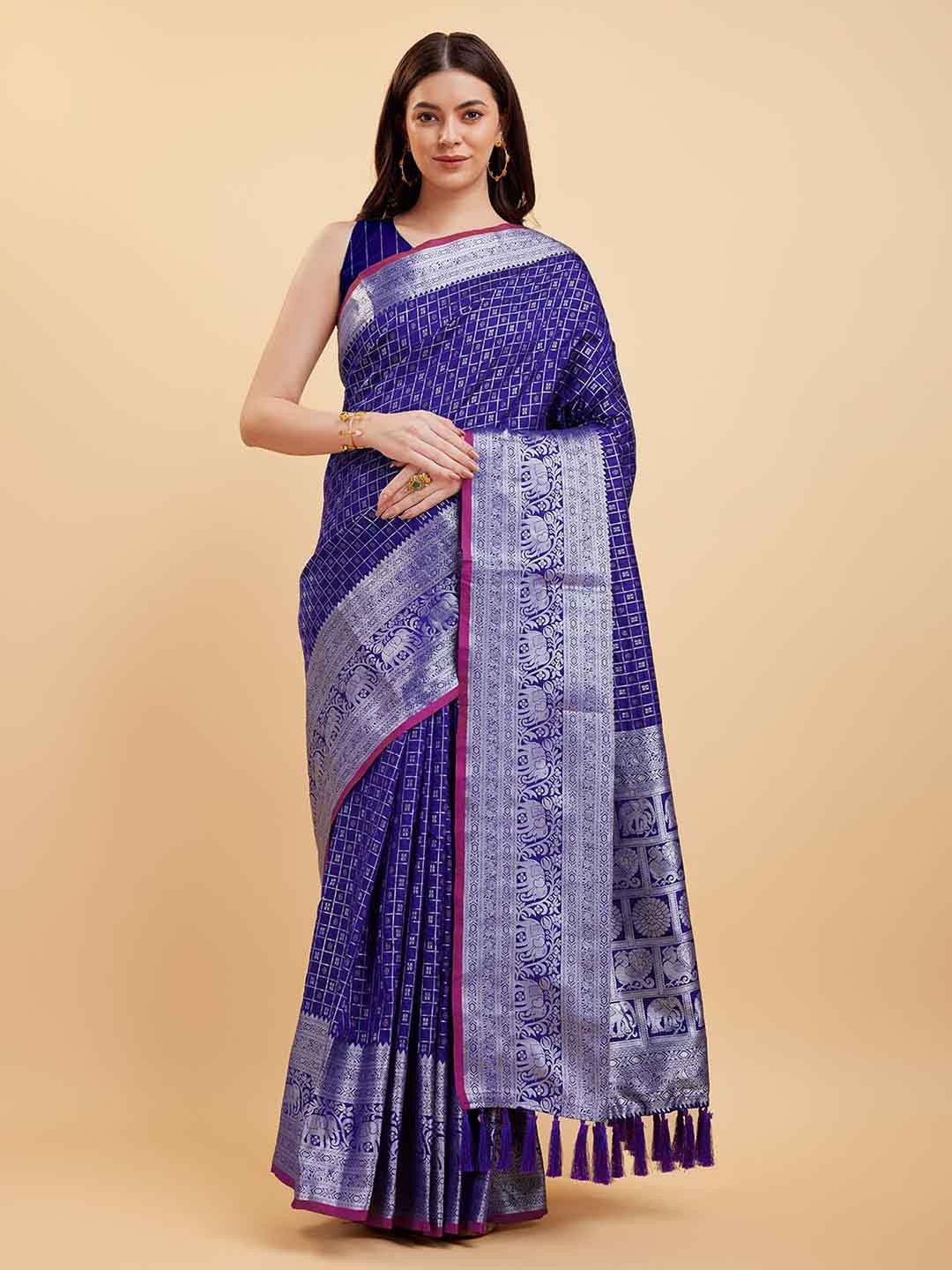 

Tasarika Ethnic Motifs Zari Pure Silk Saree, Blue