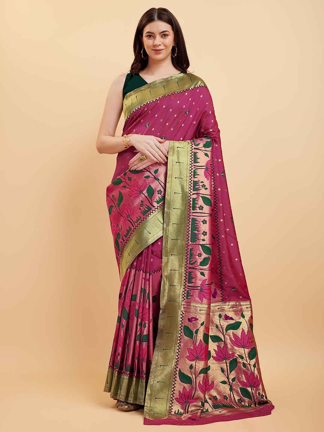 

Tasarika Woven Design Zari Pure Silk Saree, Pink