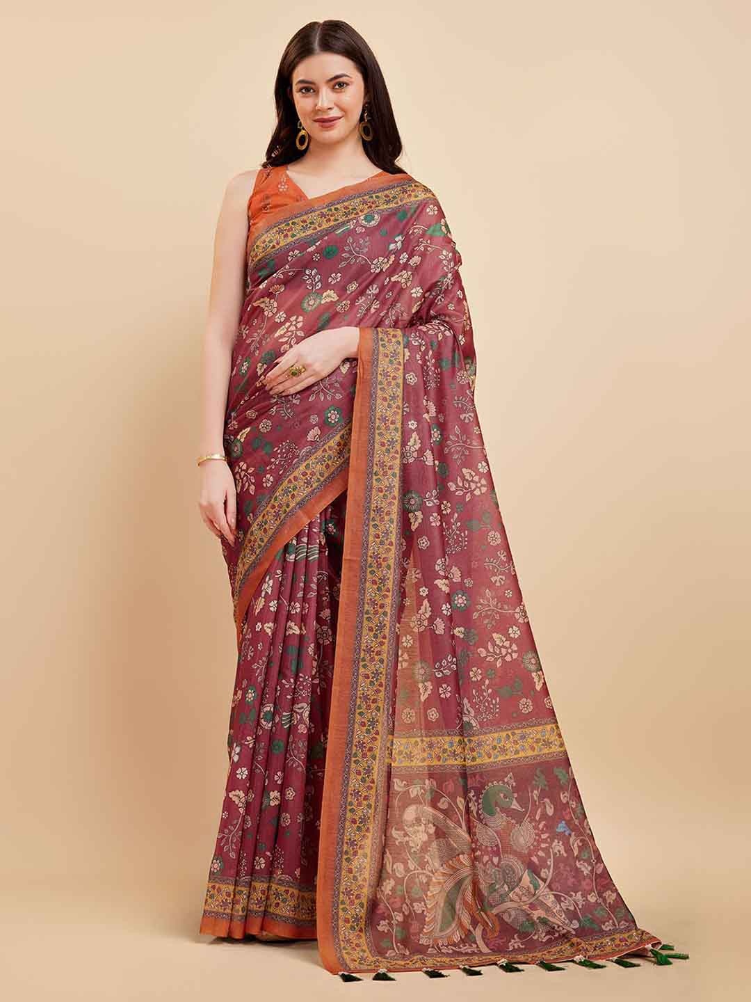 

Tasarika Ethnic Motifs Silk Cotton Saree, Maroon