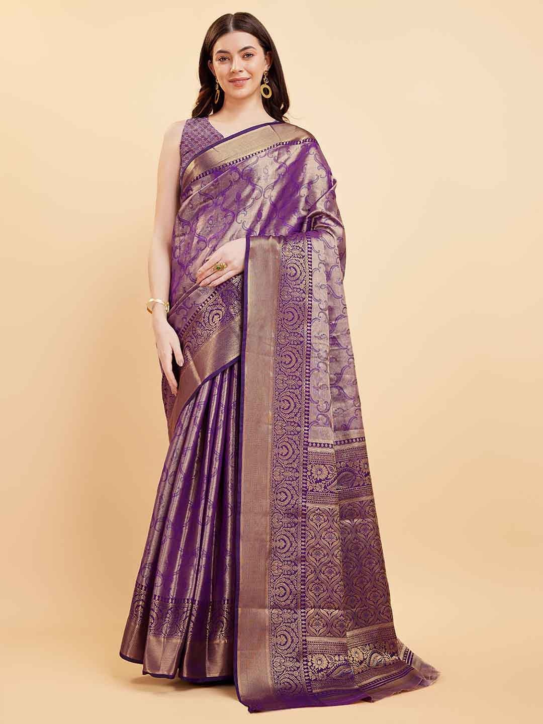 

Tasarika Woven Design Zari Pure Silk Saree, Purple