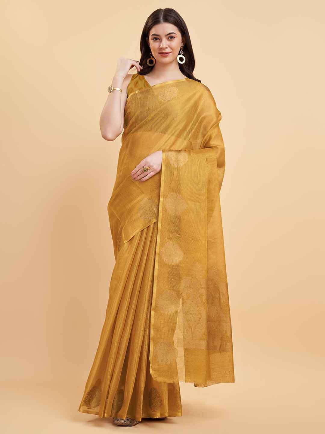 

Tasarika Ethnic Motifs Woven Design Zari Tissue Saree, Gold