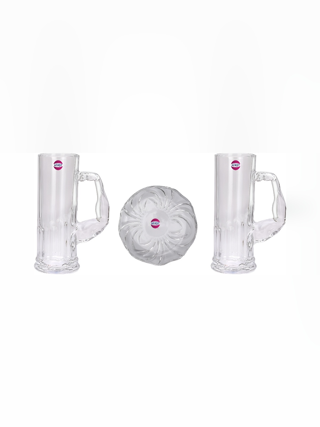 

Afast Transparent 3 Pieces Glass Dishwasher Safe Beer Glasses With Plate