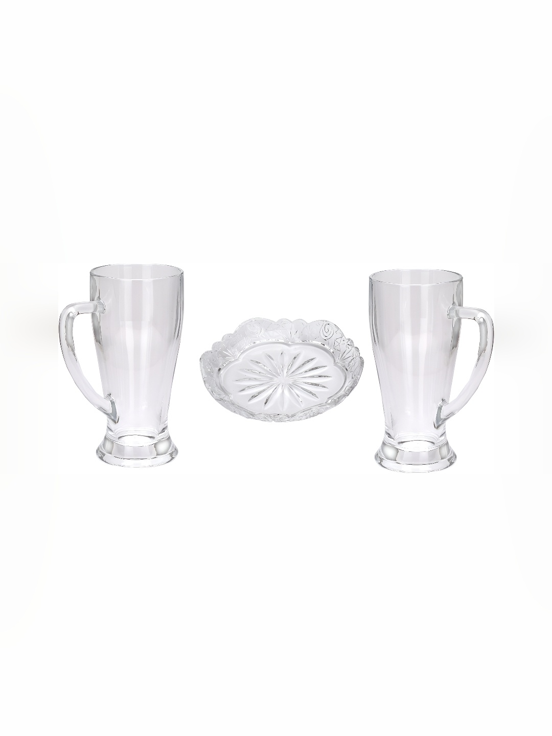 

Afast Transparent 3 Pieces Glass Dishwasher Safe Plate & Beer Glasses
