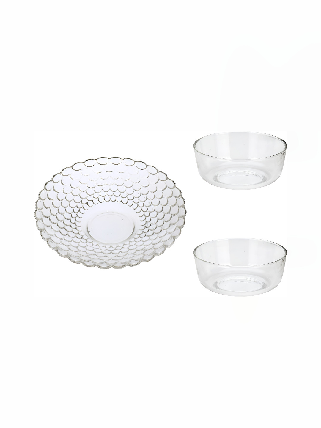 

Afast Transparent 3 Pieces Glass Dishwasher Safe Bowls with Plate