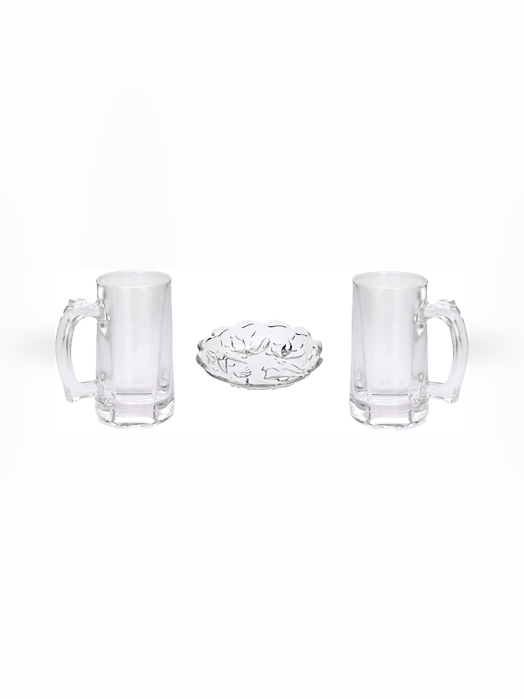 

Afast Transparent 3 Pcs Glass Beer Glass With Plate 400ml