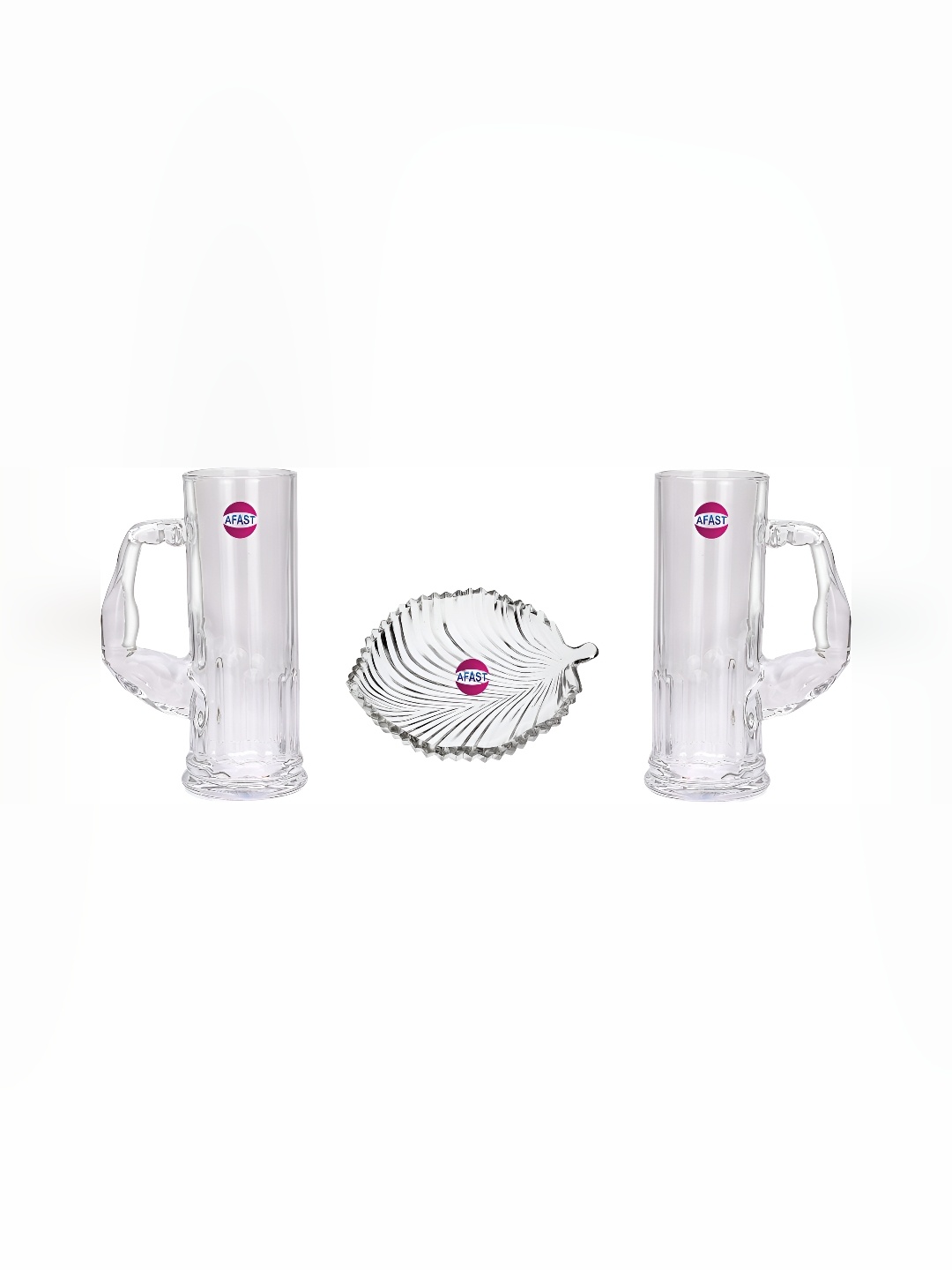

Afast Transparent Glass 3 Pieces Beer Glasses & Plate 600 ml