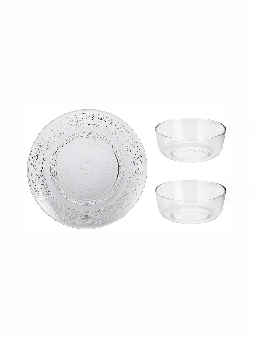 

Afast Transparent 3 Pieces Glass Dishwasher Safe Plate & Bowls