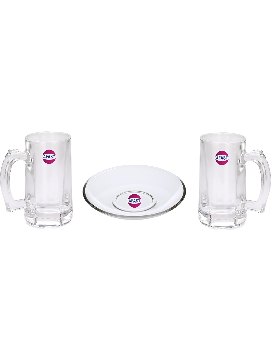 

Afast Transparent 3 Pcs Glass Beer Glass With Plate 400ml