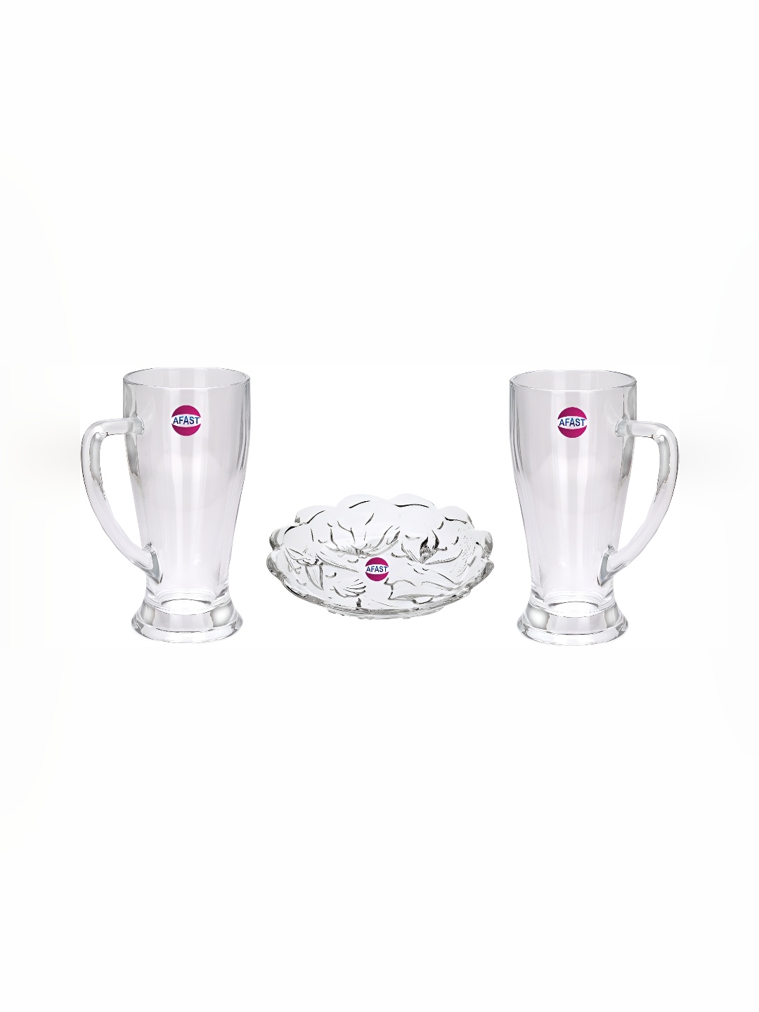 

Afast Transparent 3 Pieces Dishwasher Safe Plate & Glass 250 ml Each