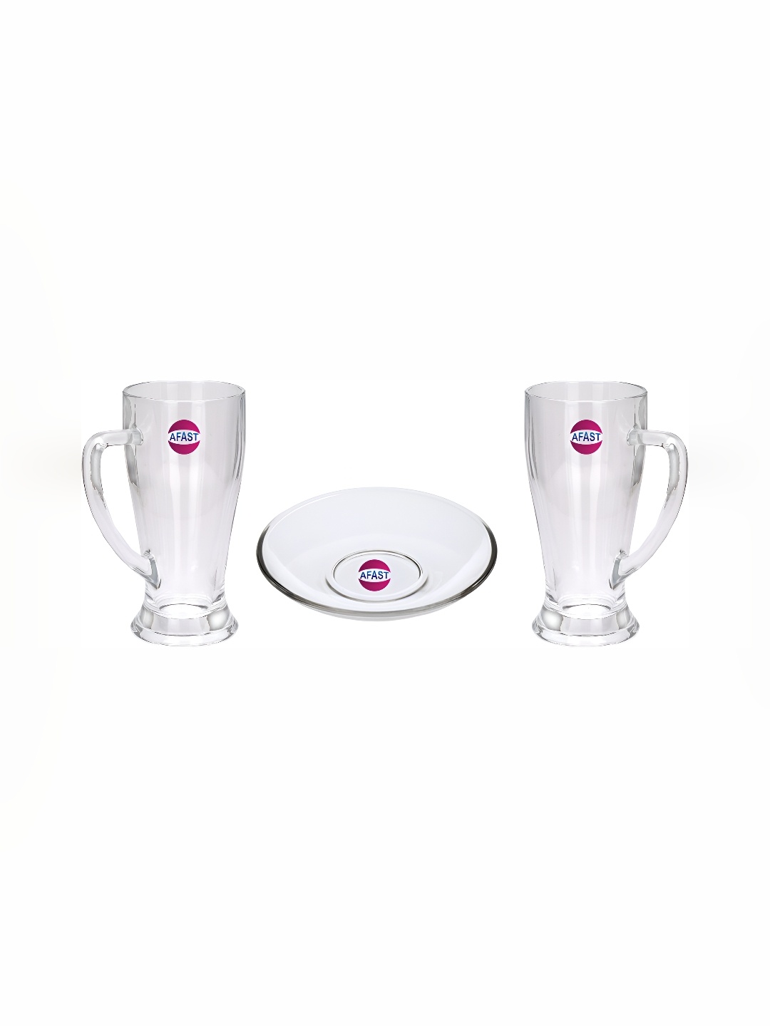 

Afast Transparent 3 Pieces Glass Dishwasher Safe Beer Glasses With Plate