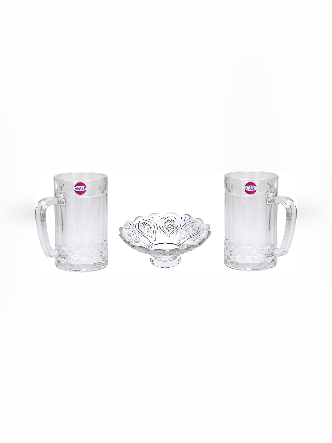 

Afast Transparent 3 Pcs Glass Beer Glass With Plate 400ml