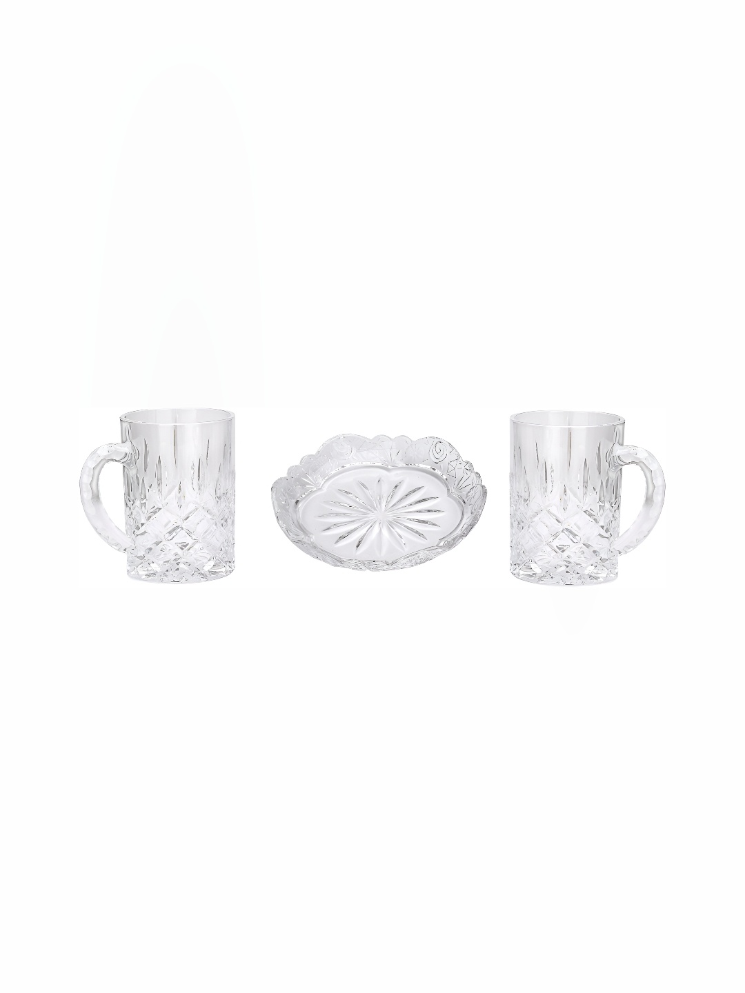 

Afast Transparent 3 Pieces Glass Dishwasher Safe Beer Glasses with Snacks Plate