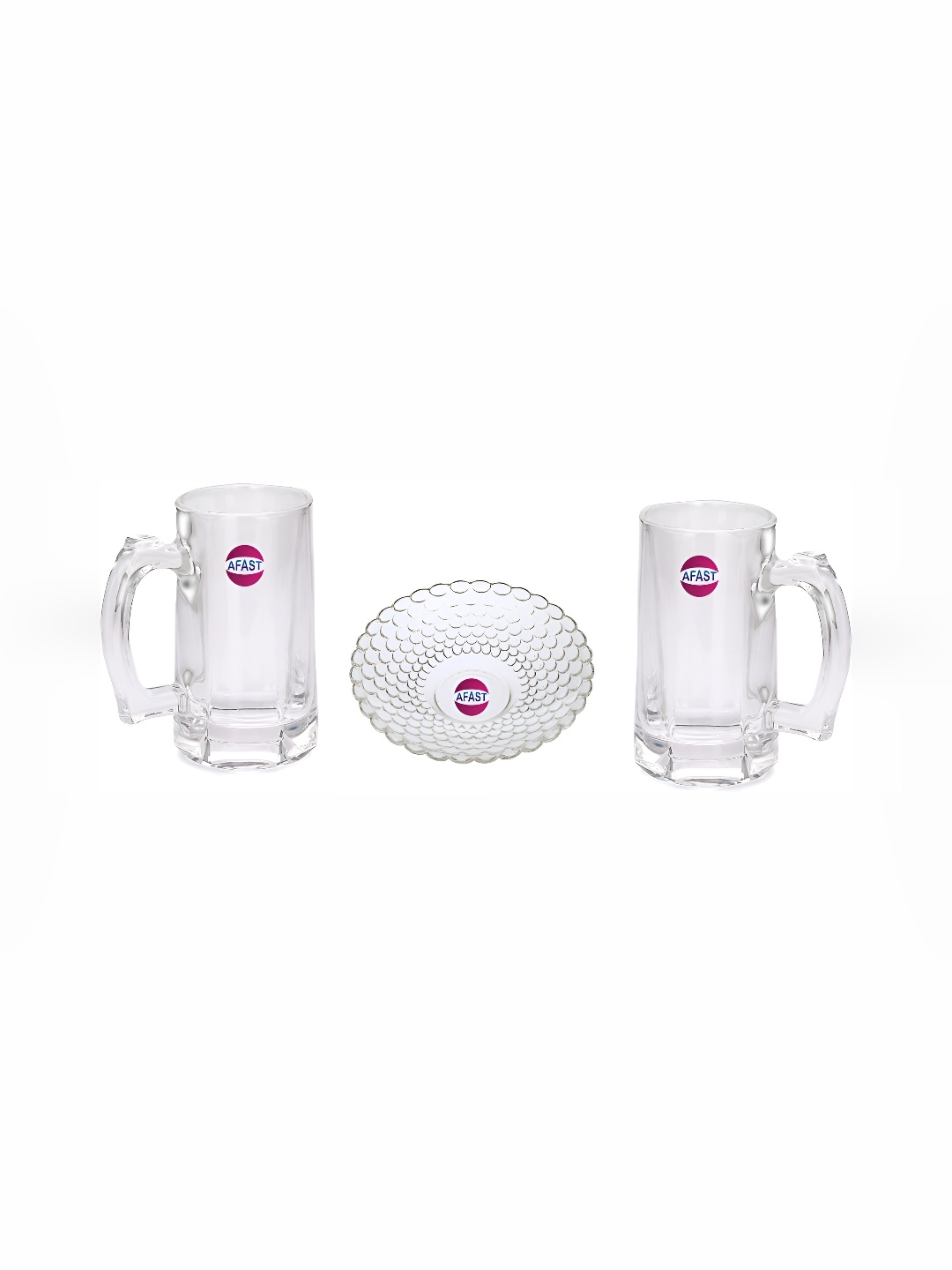 

Afast Transparent 3 Pcs Dishwasher Safe Beer Glass & Snack Plate